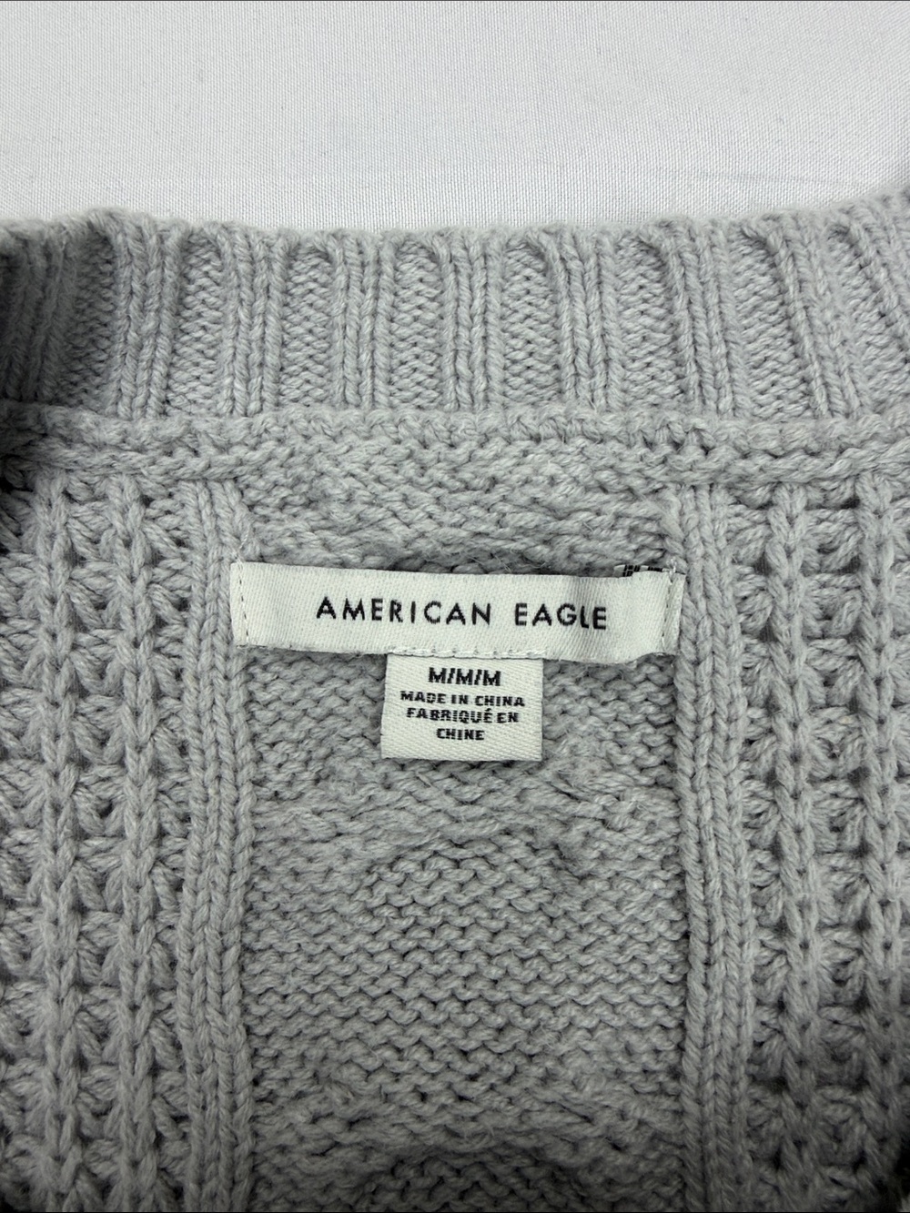 American Eagle Outfitters Gray Crewneck Sweater with Yellow Stripe Accents - Picture 5 of 10